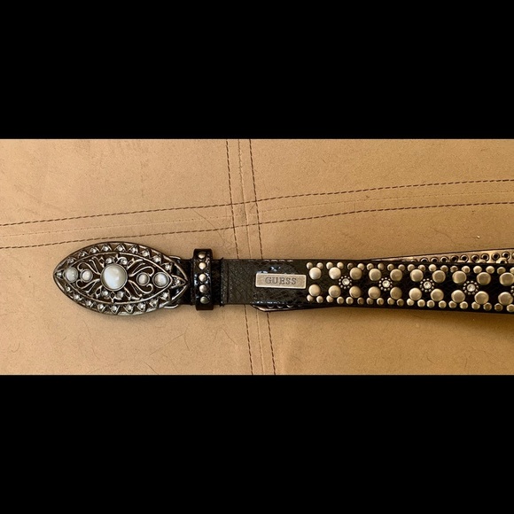 Guess black jeweled belt size small. - Picture 2 of 8
